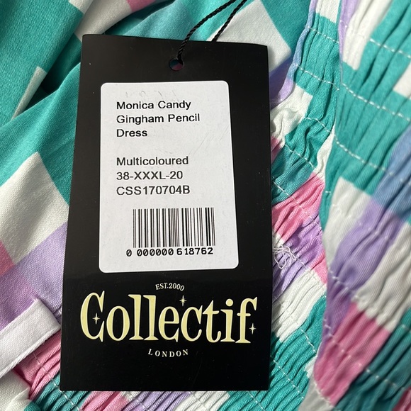 Collectif Monica Candy Gingham pencil dress, 16 - Picture 9 of 12